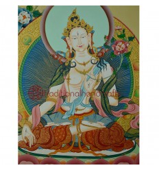 29.5"x22.75"  White Tara Thangka Painting