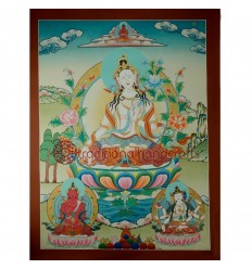 30"x22.75"  White Tara Thangka Painting