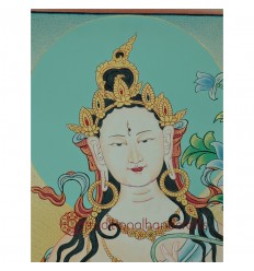 30"x22.75"  White Tara Thangka Painting