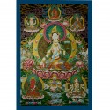 32.75"x22.5"  White Tara Thangka Painting