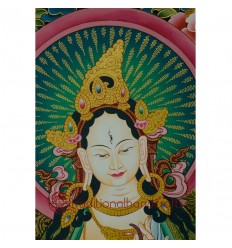 32.75"x22.5"  White Tara Thangka Painting