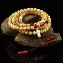 7.5 mm Natural Mother of Pearl 108 Beads Mala with Carnelian Partition Beads