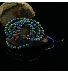 8.5 mm Green Lapis 108 Beads Mala with Magnet Partition Beads