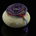8 mm Amethyst 108 Beads Mala with Carnelian Partition Beads