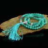 8 mm Amazonite 108 Beads Mala with Rose Quartz Partition Beads and a Rose Quartz Guru Bead