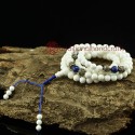 8 mm Conch Shell 108 Beads Mala with Lapis Partition Beads