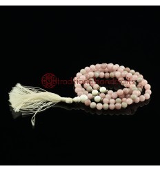 8 mm Lepidolite 108 Beads Mala with Conch Shell Partition Beads