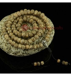 10 mm Om Mani Padme Hum Carved Bone 108 Beads Mala