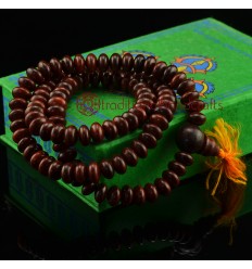 14 mm Flat Rosewood 108 Prayer Beads Mala