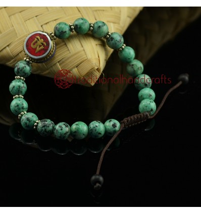 8 mm Green Onyx 18 Prayer Beads Wrist Mala