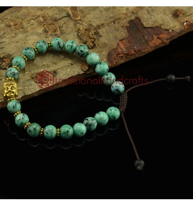 8 mm Green Onyx 18 Prayer Beads Wrist Mala