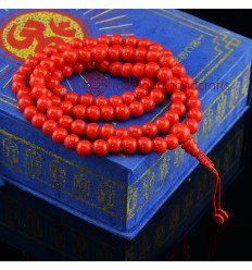 8 mm Indian Coral Powder 108 Beads Tibetan Buddhist Meditation Prayer Japa Mala