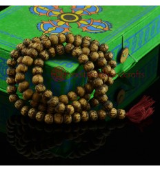 10 mm Om Mane Padme Hum Carved Wooden 108 Beads Tibetan Buddhist Meditation Prayer Japa Mala