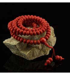 10 mm Flat Chatam Coral 108 Beads Tibetan Buddhist Meditation Prayer Japa Mala