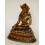 13.5" Crowned Shakyamuni Buddha Oxidized Copper Alloy with Gold Gilded Statue from Patan Nepal