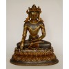 13.5" Crowned Medicine Buddha Oxidized Copper Alloy with Gold Gilded Statue From Patan , Nepal