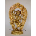 15.5" Simha Mukhi Jogini Dakini Antiquated Gold Gilded Copper Statue Patan