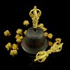Fine Quality Buddhist 7.25" Vajra Ghanta Set Bronze Alloy with Gold Plated from Patan, Nepal