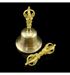 Fine Quality Tibetan Buddhist 7" Vajra & Bell Set Bronze Alloy from Patan, Nepal