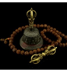 Fine Quality 7" Vajra Ghanta(Dorje and Bell) Set Bronze Alloy  from Nepal