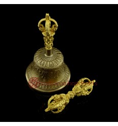 Fine Quality Tibetan Buddhist 7.25" Vajra & Bell Set Bronze Alloy from Patan, Nepal