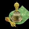 Fine Quality Tibetan Buddhist 7.25" Vajra Ghanta Set Bronze Alloy with Gold Plated from Patan, Nepal