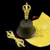 Fine Quality Tibetan Buddhist 7.25" Vajra Ghanta Set Bronze Alloy Gold Plated from Patan, Nepal