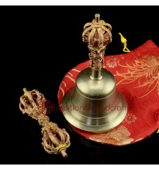 Fine Quality Tibetan Buddhsit 7" Vajra & Bell Set Copper and Bronze Alloy from Patan, Nepal