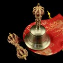 Fine Quality Tibetan Buddhsit 7" Vajra & Bell Set Copper and Bronze Alloy from Patan, Nepal