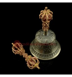 Fine Quality Tibetan Buddhsit 7.25" Vajra & Bell Set Copper and Bronze Alloy from Patan, Nepal