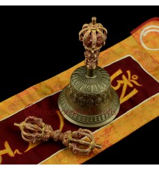 Fine Quality Tibetan Buddhsit 7.25" Vajra & Bell Set Copper and Bronze Alloy from Patan, Nepal